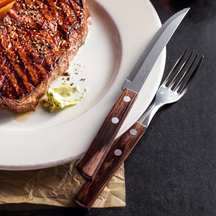 Tramontina 12 Piece Wood Handle Steak Knife & Fork Set