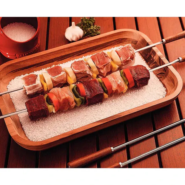 Stainless Steel BBQ Skewers Set 6 With Wood Handle And Case -  Portugal